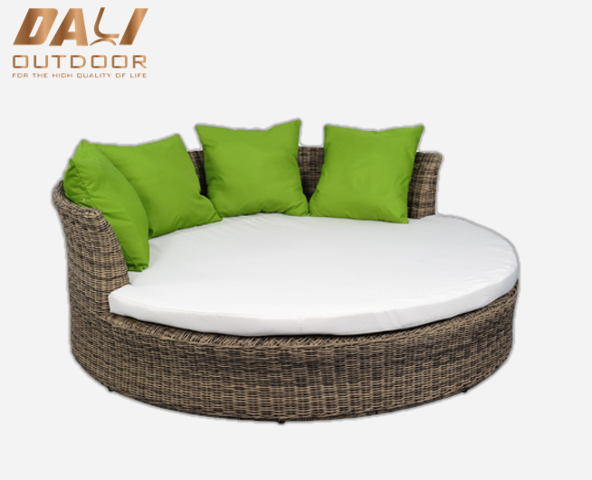 Conjunto de jardim mobiliário de exterior cadeira de praia rattan cama redonda ao ar livre salão da piscina espreguiçadeira de alumínio ao ar livre