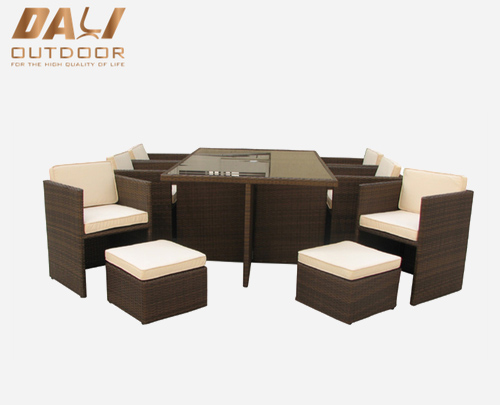 Conjunto de mesa de vime quadrado