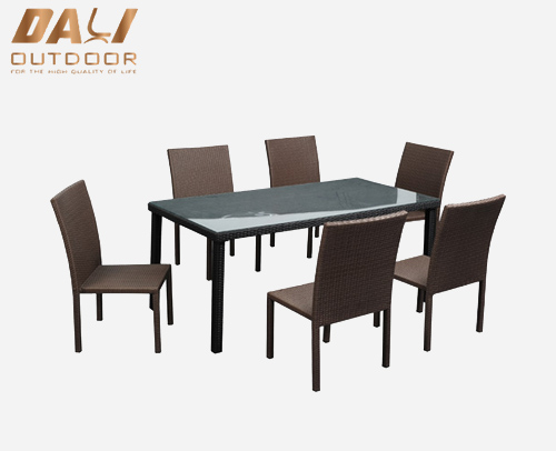 Conjunto de jantar ao ar livre para móveis de vime para qualquer clima de alta qualidade